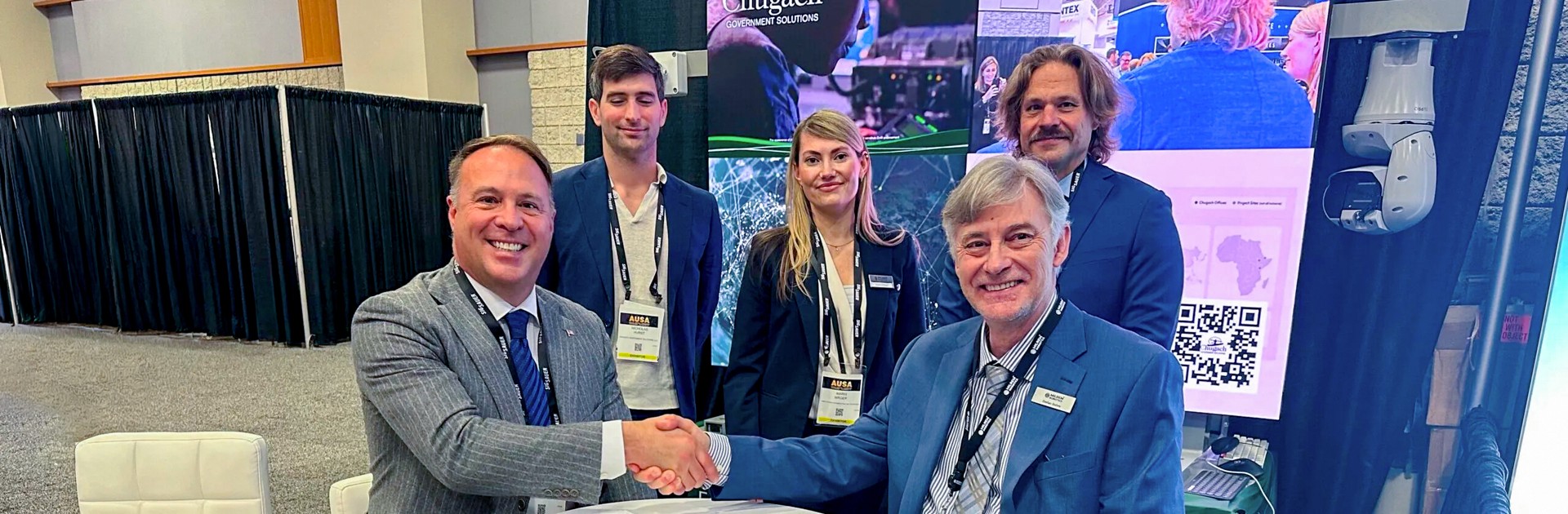 Milrem Robotics source photograph of its cooperation signing with Chugach. An agreement signing, not a US production facility.