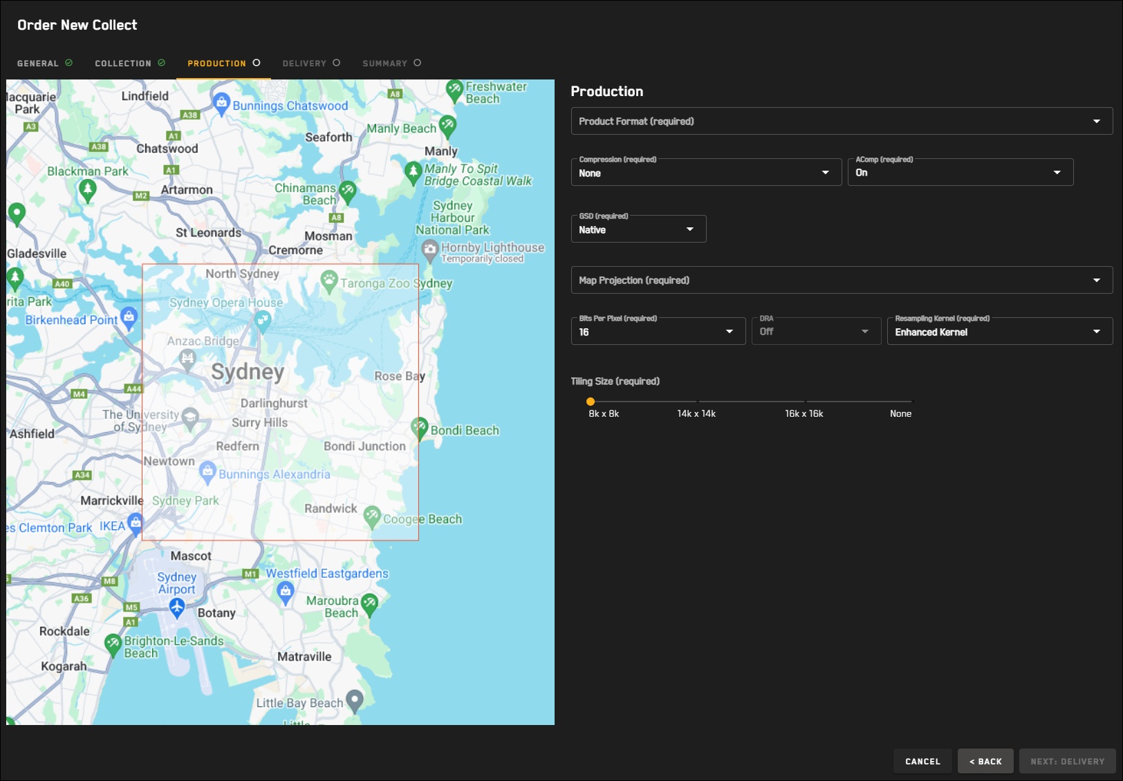 Maxar’s documented electro-optical imagery tasking interface