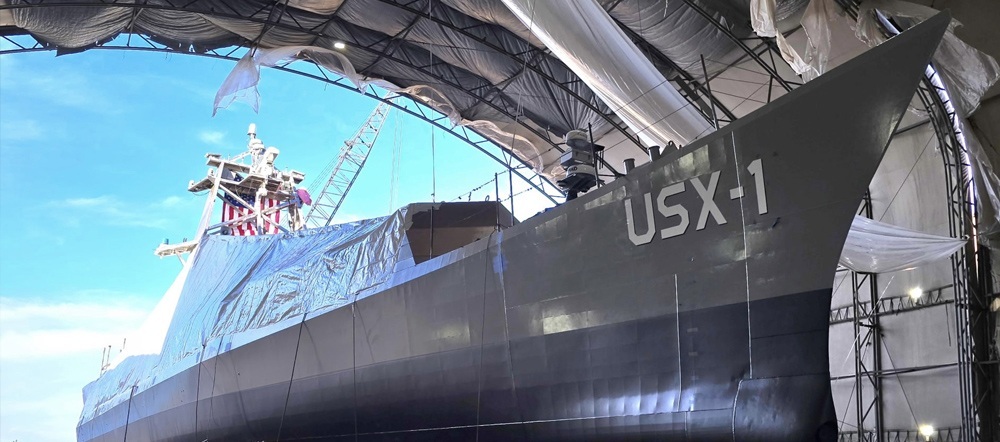 USX-1 Defiant after completing construction in February 2025. DARPA photograph.