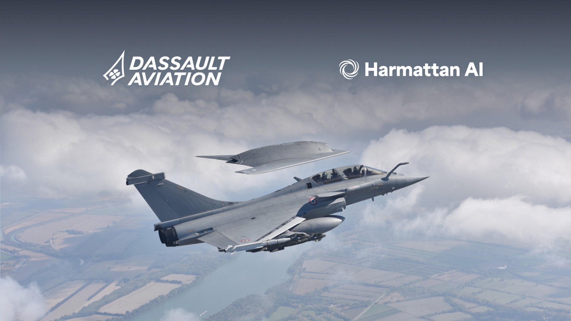 Rafale fighter and uncrewed combat aircraft in official Dassault promotional graphic