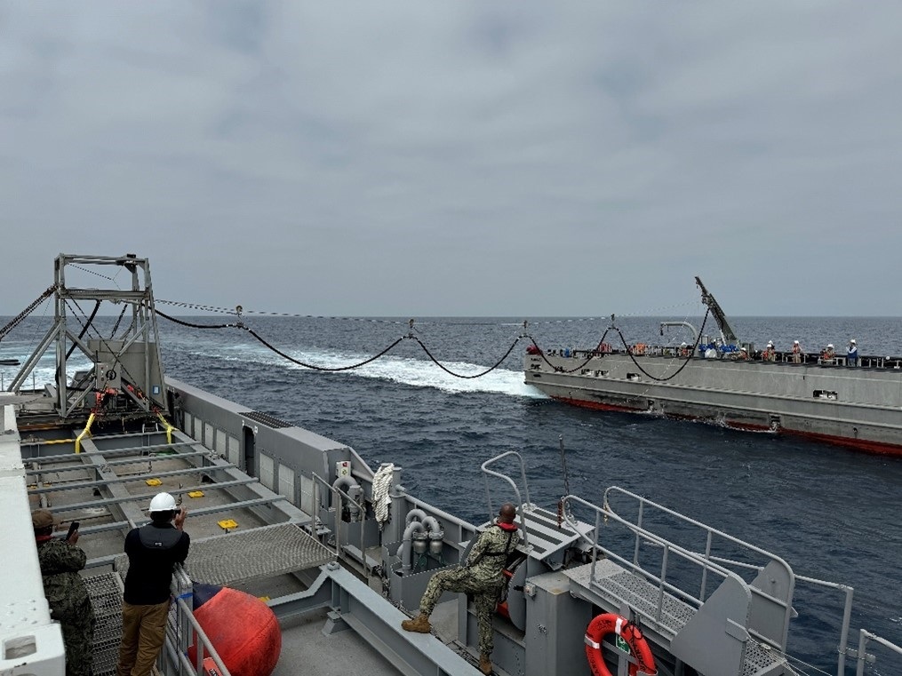 A refueling probe engaged without human assistance on the receiving vessel during the NOMARS programme test, December 2024.